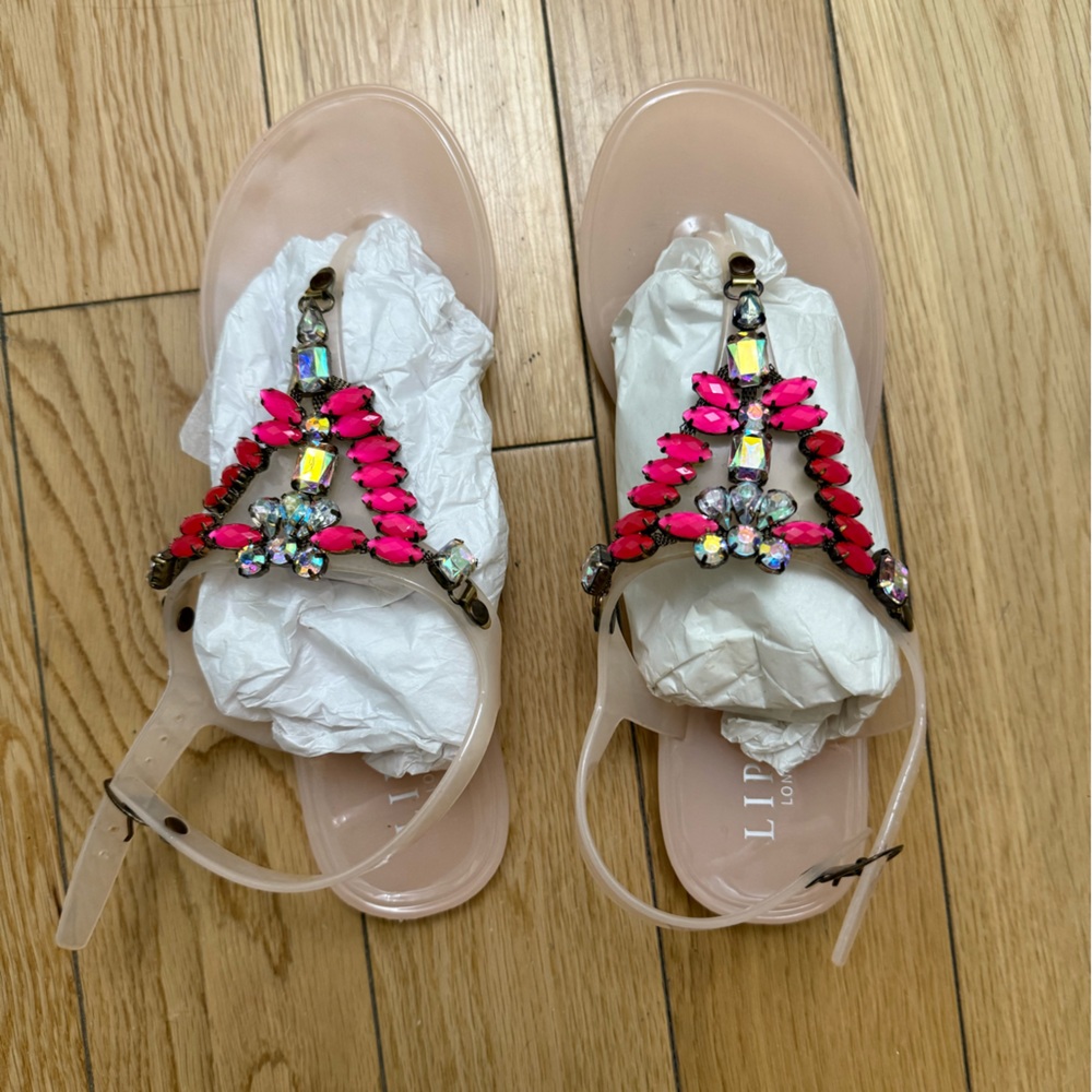 Lipsy Women’s Flat Sandals Pink Rubber Size 8